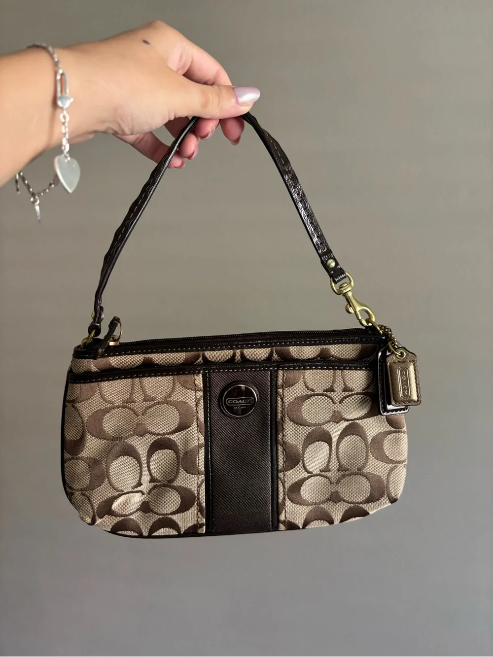 Coach jacquard Y2k tan monogram mini bag